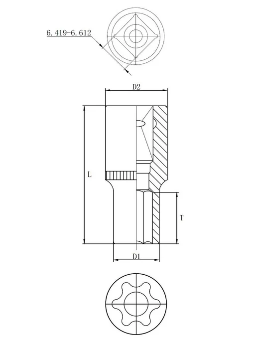 THORVIK Головка глубокая 1 4" внешний TORX, Е6 S11S2306, серый, фото 2