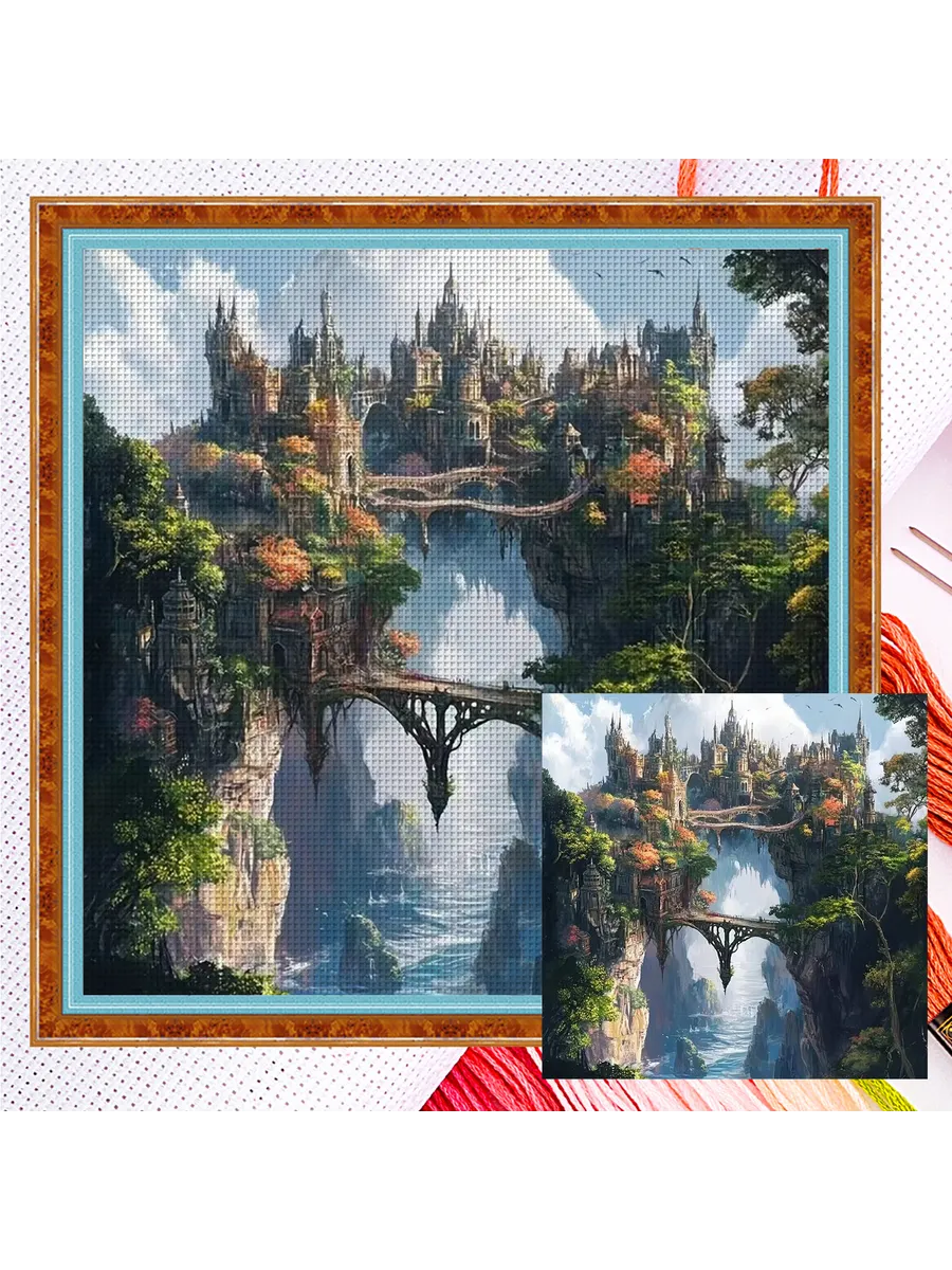 Мountain Castle 14CT набор для декора, вышивка крестом 40х40