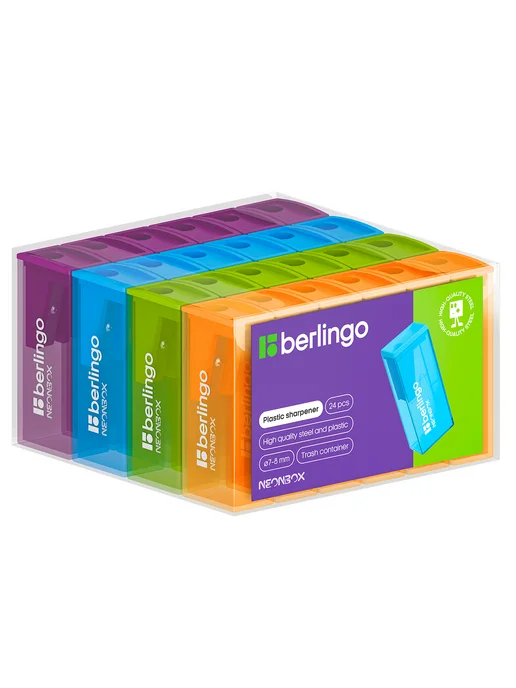Berlingo Точилка NeonBox 1 отверстие с контейнером, вариант, фото 2