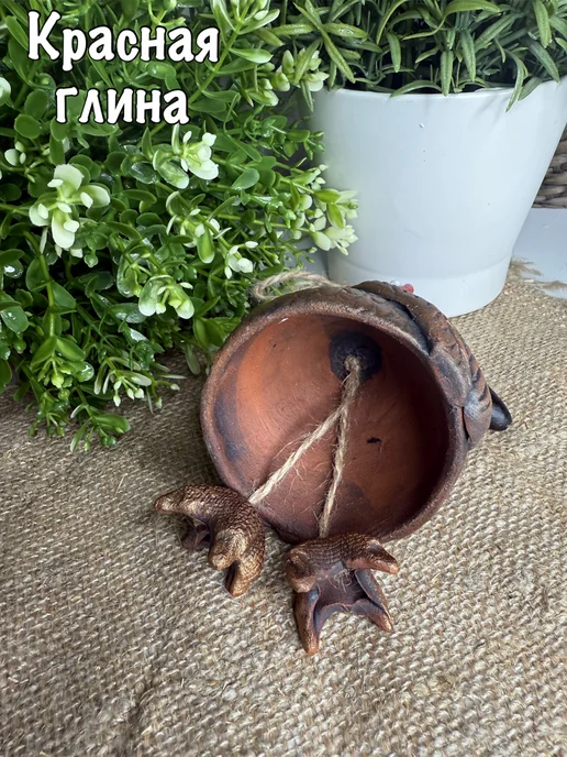 Живая глина Керамический колокольчик ворон в красной шляпе, красный, фото 4