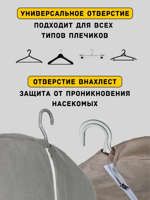 Линучи Чехол для шубы короткий Антимолевый 80 см 1шт, Пластины 2шт, 1 шт, 2 шт, фото 3