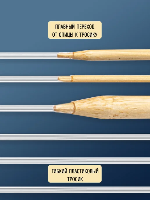 Спицы с гибкой связью бамбук 10,0 мм 80 см, вариант, фото 4