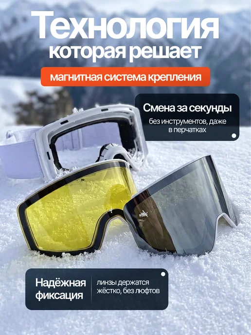 PROSNOWBOARD Маска зеркальная для сноуборда и горных лыж белая, белый, фото 2