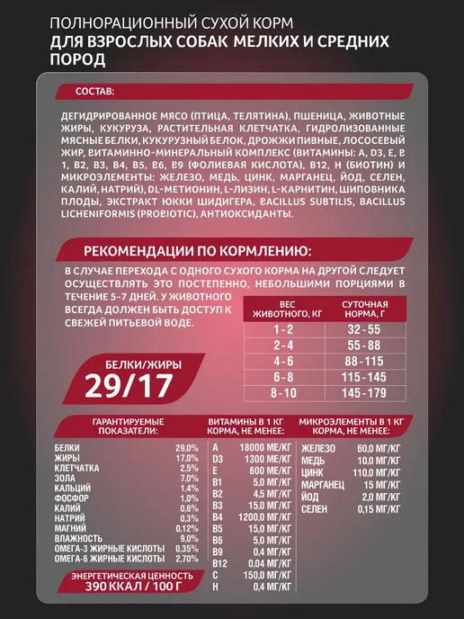 Сухой корм ЗООГУРМАН Крепкий Иммунитет для собак, мелкие, средние, 10 кг, фото 2