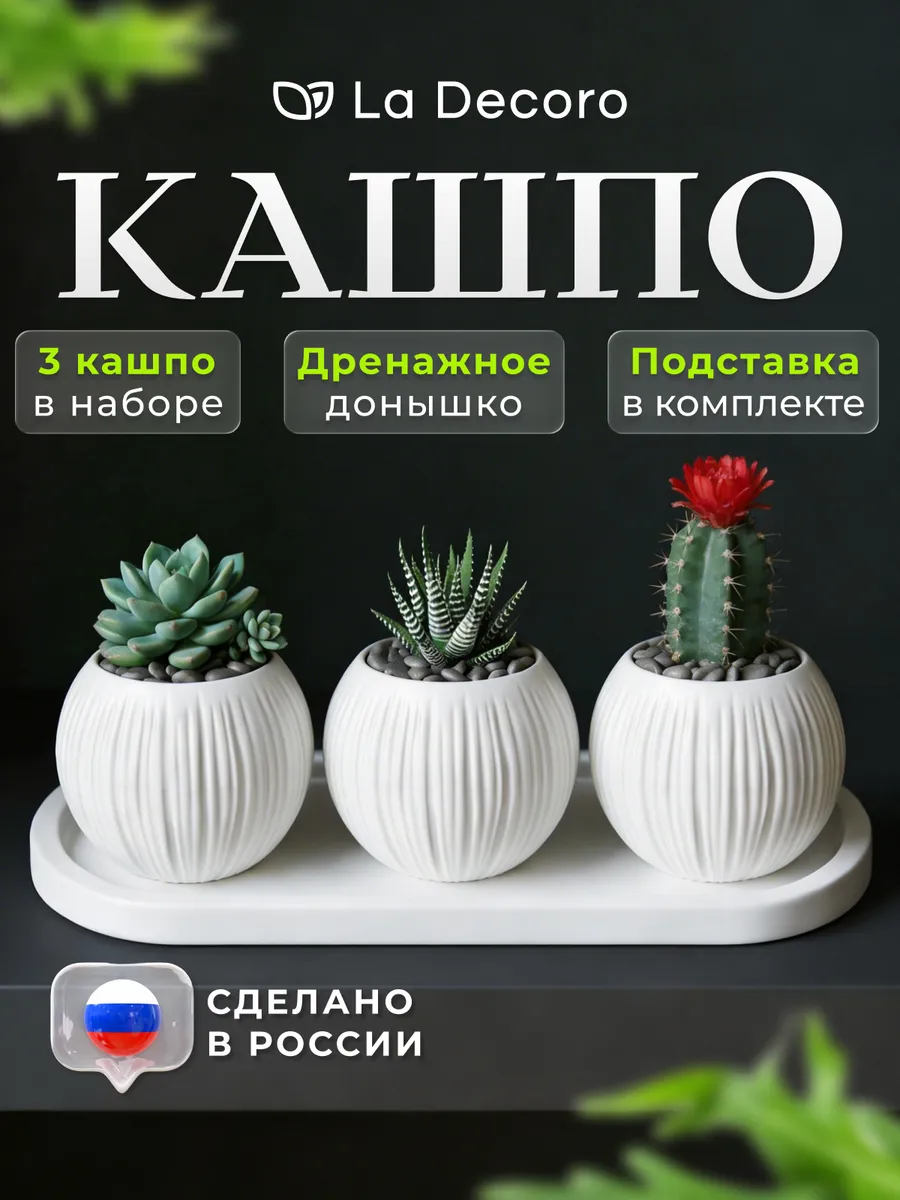 Кашпо для цветов комнатных и суккулентов 0,3л