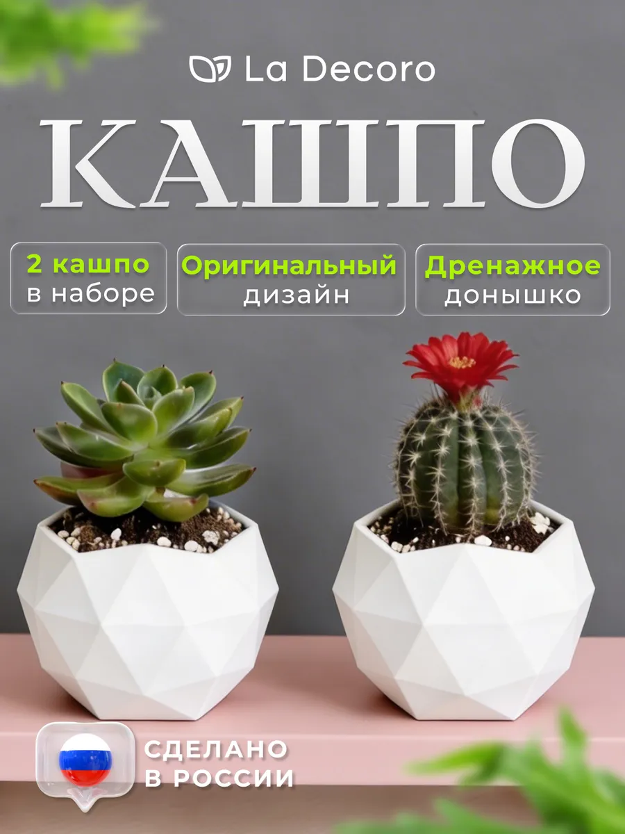 Набор Кашпо для цветов комнатных и суккулентов Топаз 0,45 л