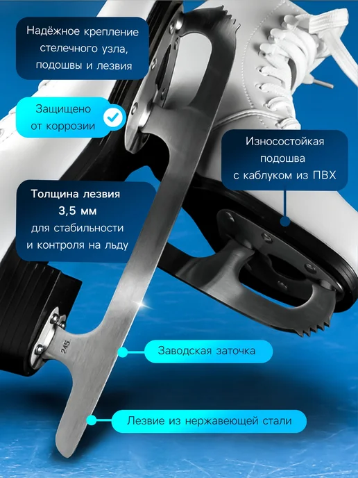 Коньки фигурные ледовые, белый, фото 4