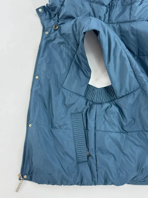 BLOOM Fashion Жилет утепленный стеганый большие размеры, голубой, фото 4