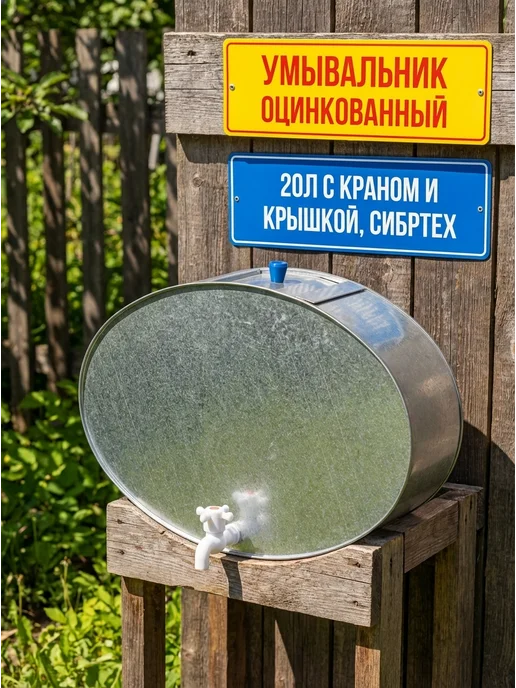 АО Омутнинский металлургический завод Умывальник для дачи (рукомойник), 20 л, кран и крышка, 67551, 20 л