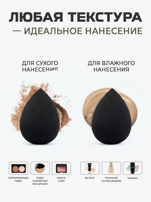 JENNY HAIR Набор спонжей для макияжа и пуховок с повязкой, черный, фото 4