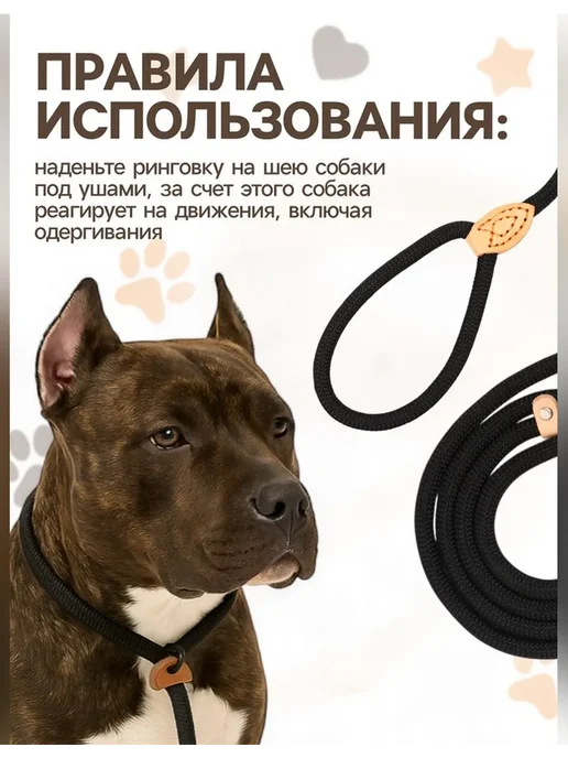 Пижон Поводок-удавка для собак, 150 см, черный, черный, фото 4