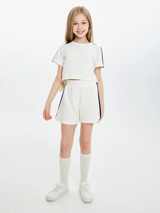 EBE KIDS Костюм спортивный детский с шортами, белый, фото 4