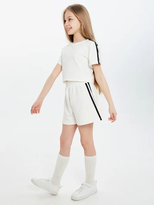 EBE KIDS Костюм спортивный детский с шортами, белый, фото 6