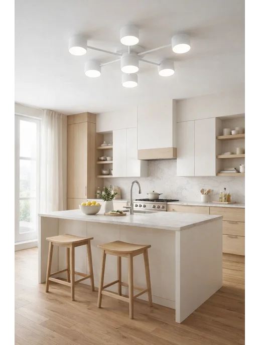 D&S LIGHTING Люстра потолочная LED GX53 7 ламп для гостиной и спальни, белый, фото 2