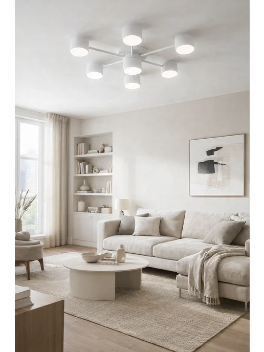 D&S LIGHTING Люстра потолочная LED GX53 7 ламп для гостиной и спальни, белый, фото 3