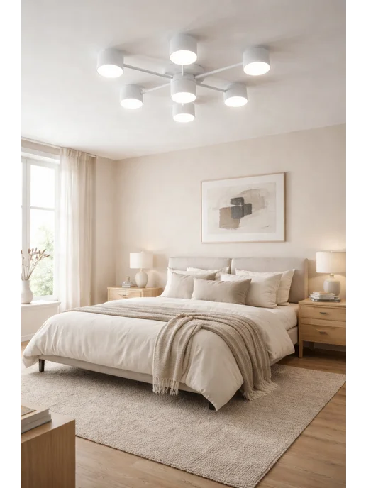 D&S LIGHTING Люстра потолочная LED GX53 7 ламп для гостиной и спальни, белый, фото 4