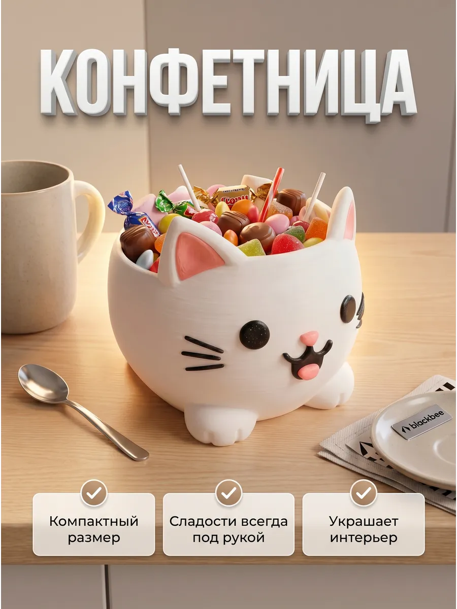 Конфетница декоративная котик