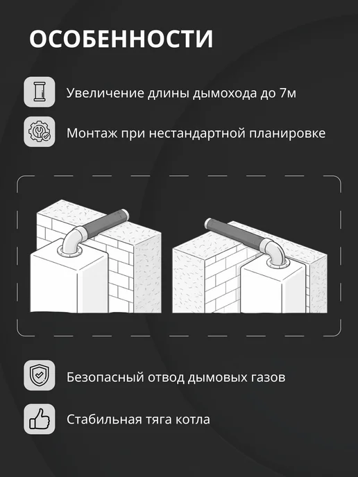 krats Удлинитель дымохода 80 мм, 1000 мм, вариант, фото 3