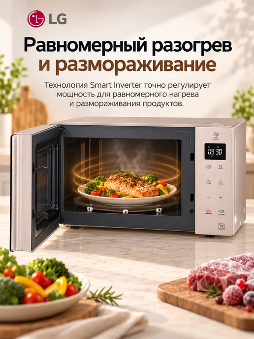 LG Микроволновая печь MW25R35GISH, бежевая, бежевый, фото 2