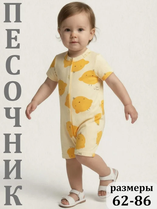 YOULALA Песочник для новорожденных малышей полукомбинезон летний, желтый