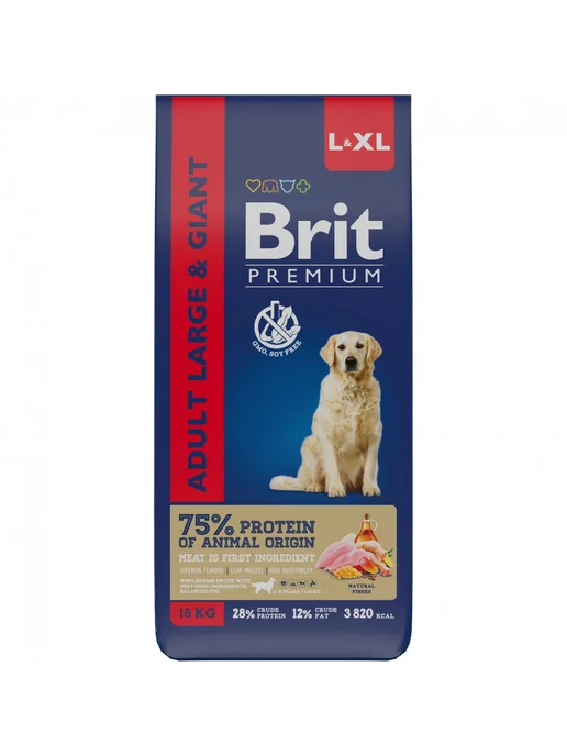 Сухой корм Brit Гигантских для собак, крупные, курица, 15 кг