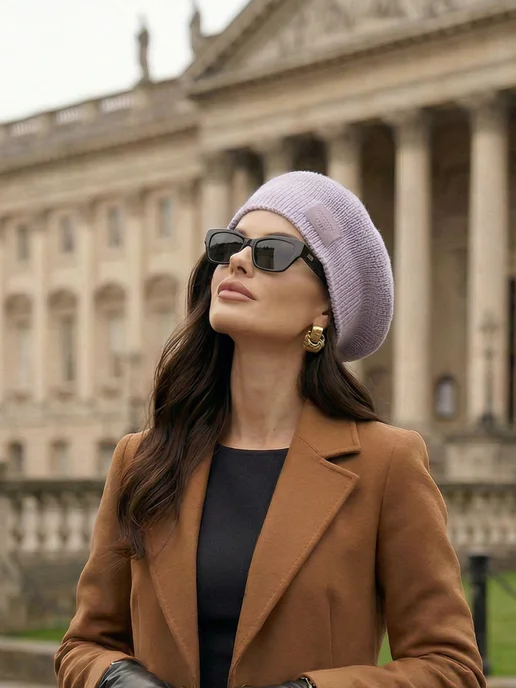 Dika Knit Берет демисезонный, фиолетовый, фото 2
