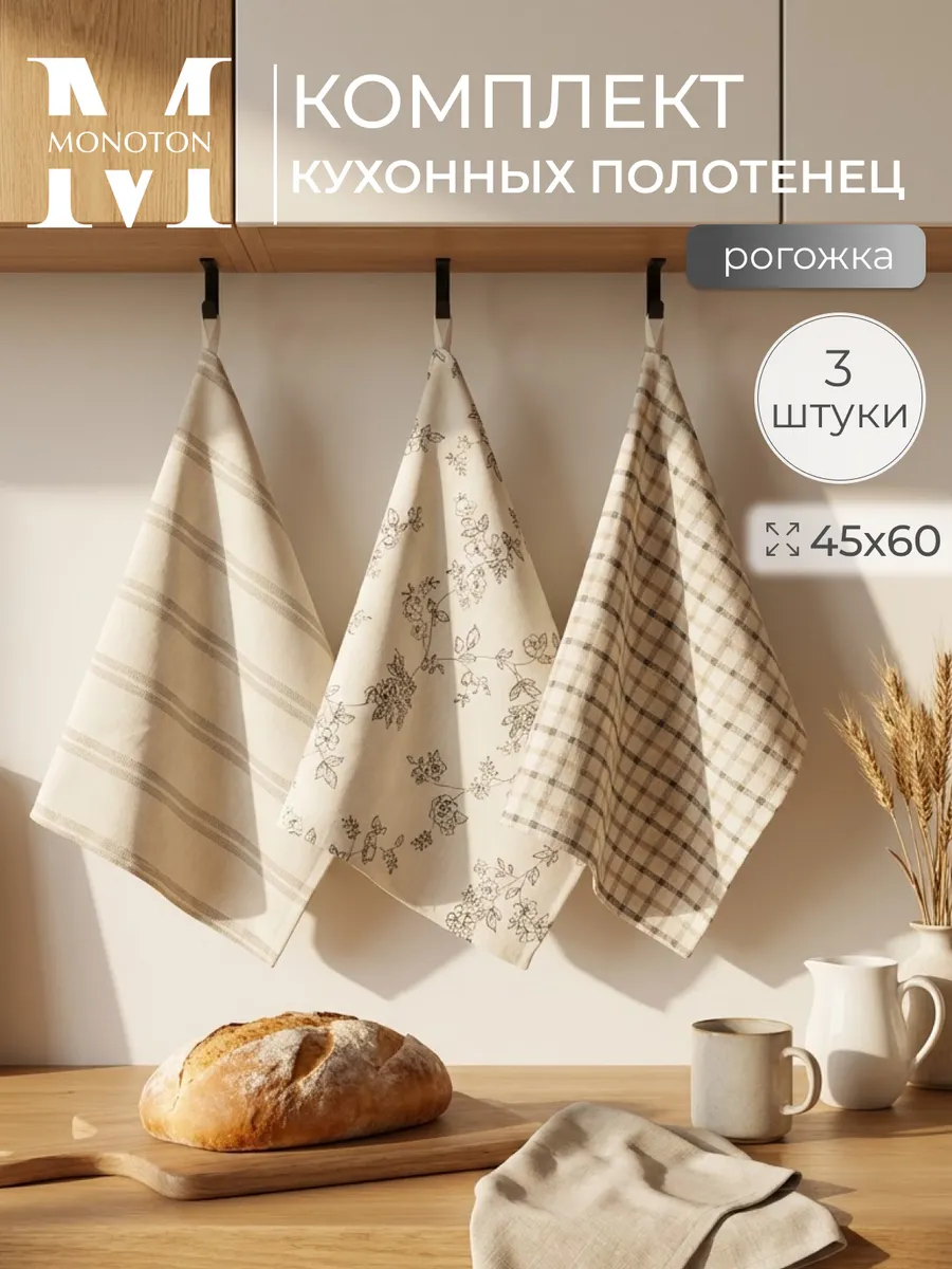 Кухонные полотенца рогожка 45х60