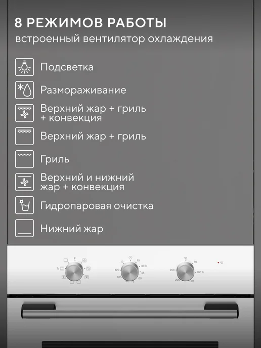 HYUNDAI Духовой шкаф Электрический встраиваемый HEO 6635 WG, белый, фото 2