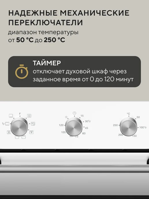 HYUNDAI Духовой шкаф Электрический встраиваемый HEO 6635 WG, белый, фото 3