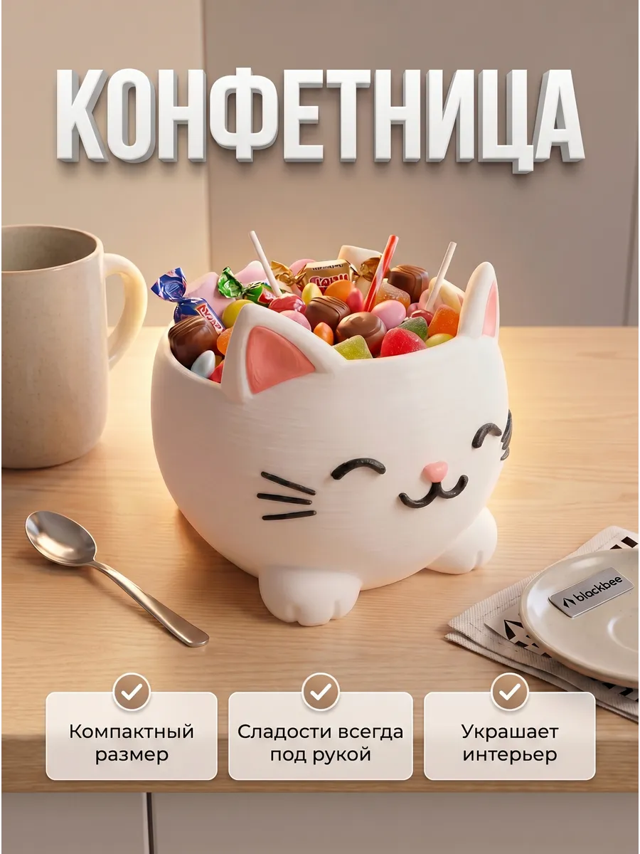 Конфетница декоративная котик