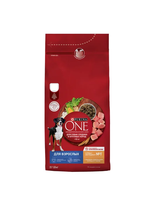 Сухой корм PURINA ONE для собак, курица, 1,8 кг