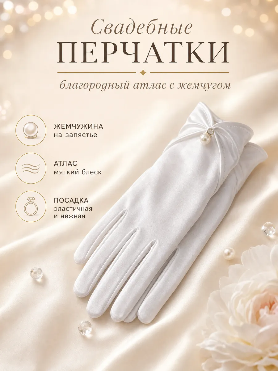 Перчатки свадебные атласные
