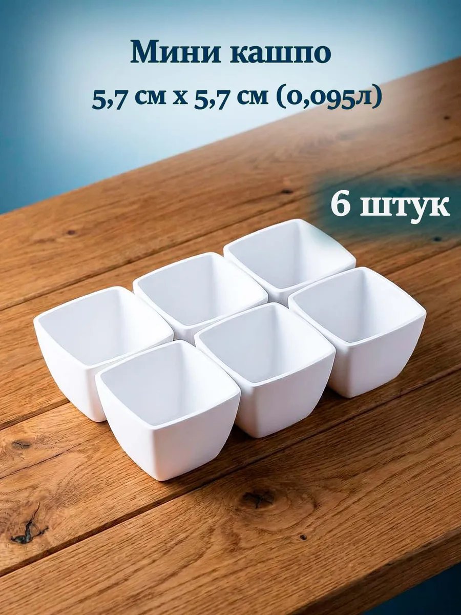 Мини кашпо 0,095л 6 штук. Горшок для цветов маленький.