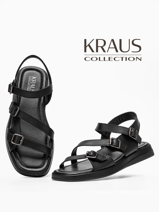 KRAUS Collection Летние босоножки женские на плоской подошве, черный, фото 4