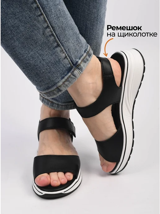 TFS Сандалии летние натуральная кожа, черный, фото 2