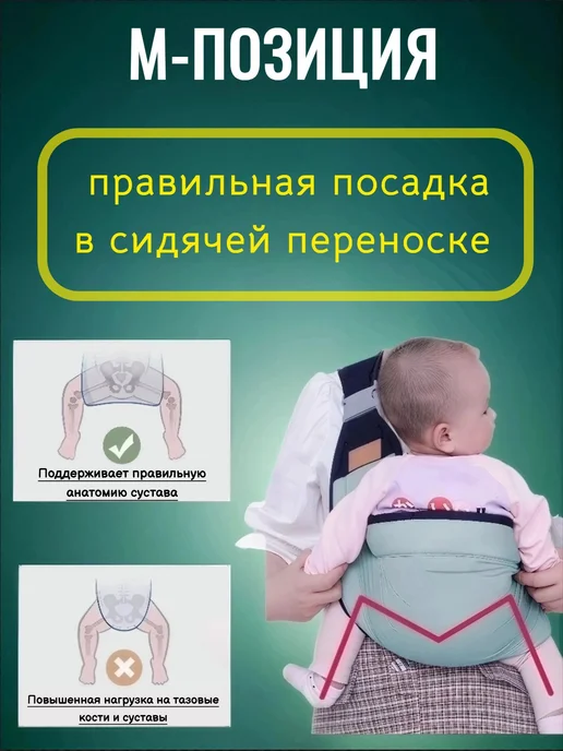 Эргономичная кенгуру-переноска унисекс, мятный, вариант, фото 3