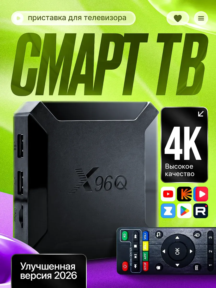 Смарт ТВ приставка андроид X96Q с Wi-Fi