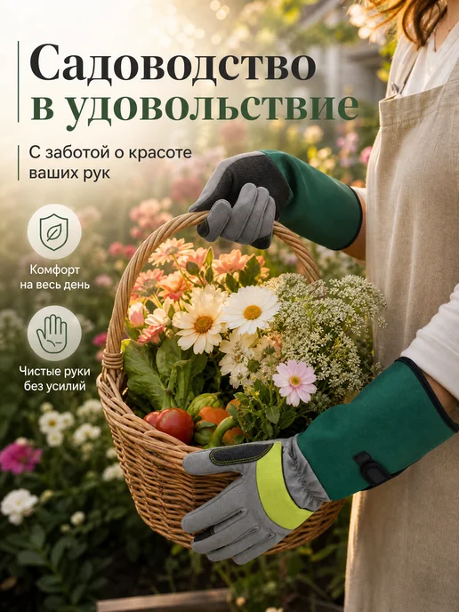 Садовые перчатки для роз огорода и дачи, вариант, фото 8
