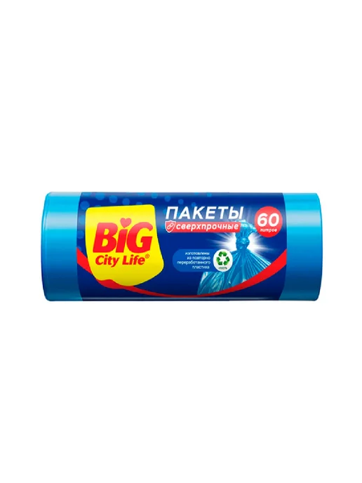 BIG City Пакеты для мусора Сверхпрочные LD 60л 60х80см 10шт, 3 уп, 60x80 см, 60 л, фото 2
