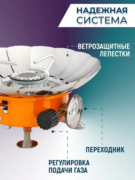 Tourist Плита газовая TULPAN-S малая TM-400, оранжевый, фото 4