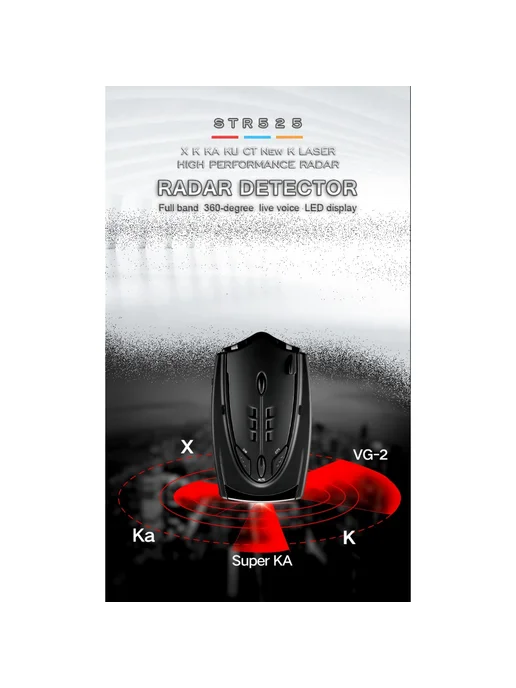 STR525 Радар-детектор с обнаружением диапазонов X K Ka KU, вариант