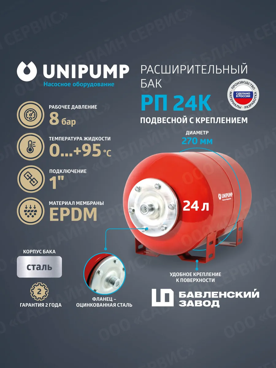 Расширительный бак подвесной РП 24К с креплением
