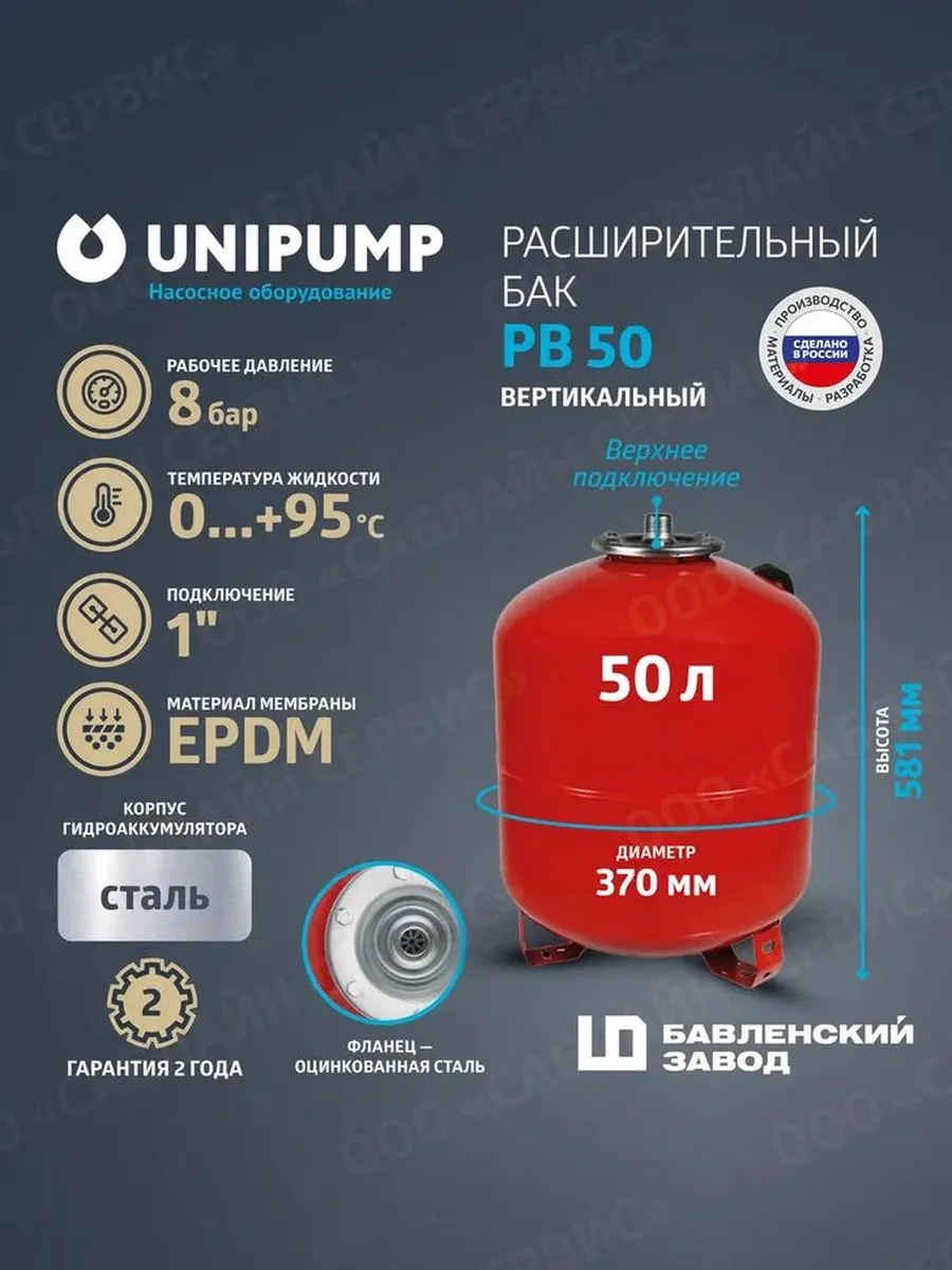 Расширительный бак вертикальный РВ 50 (Россия, БЭЗ)