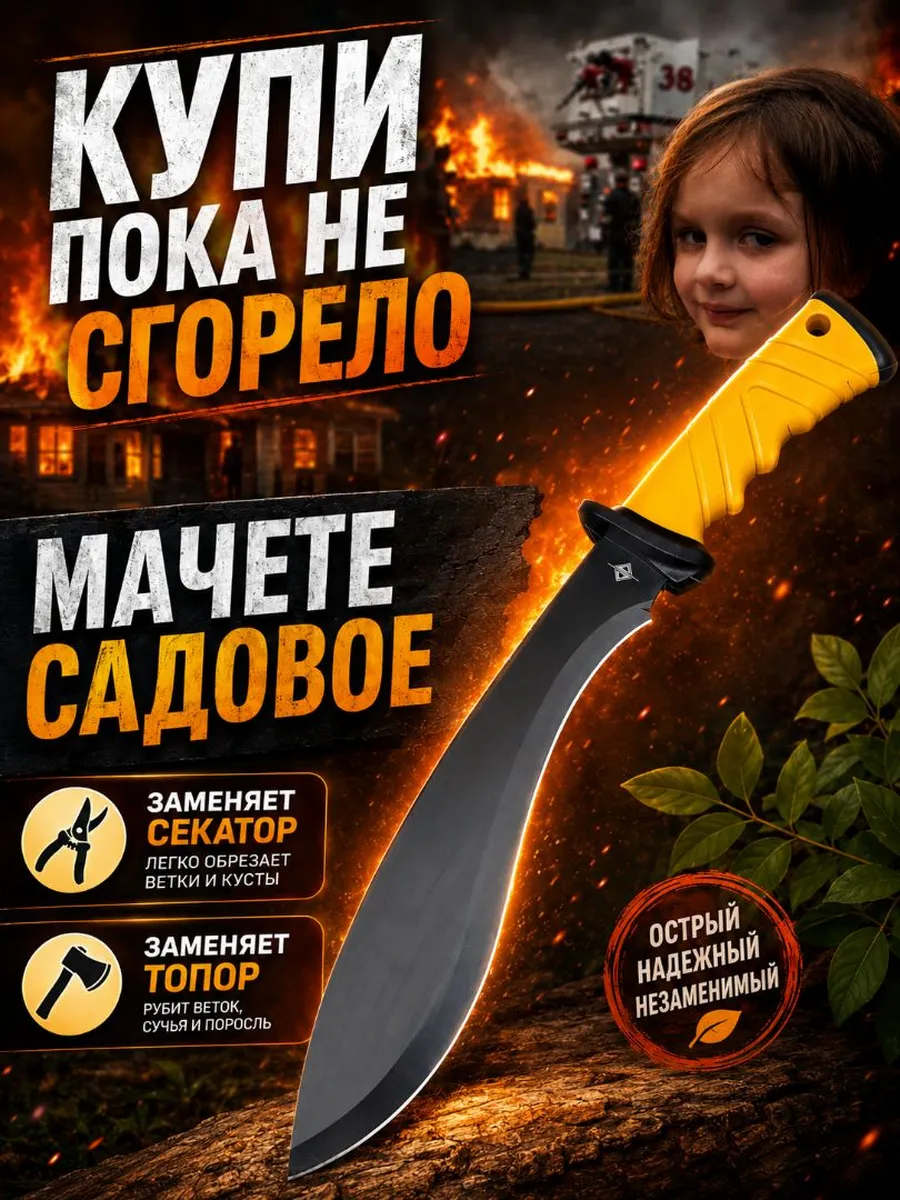 Мачете с чехлом большой, кукри для кустов и охоты