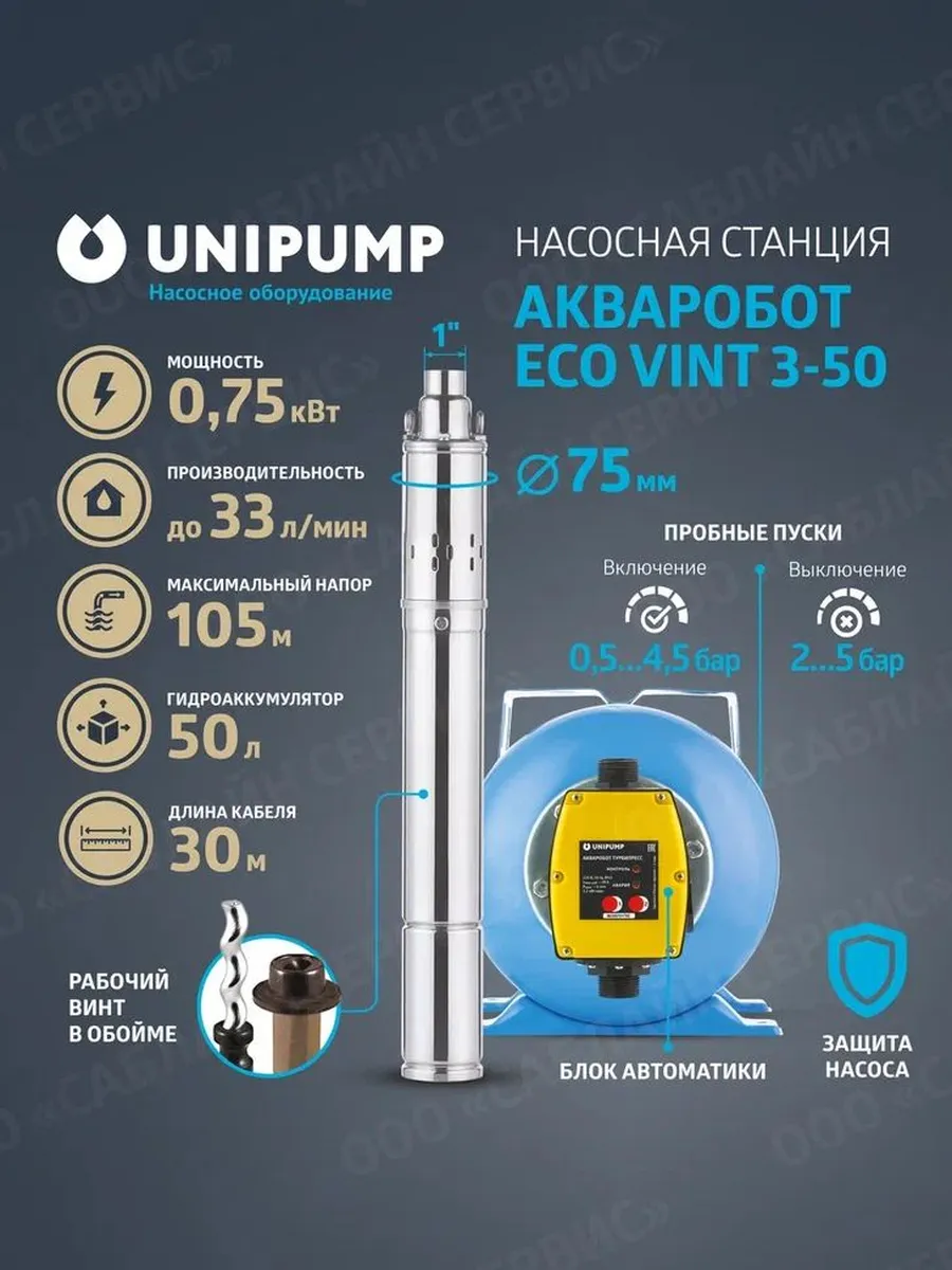 Станция насосная для воды АКВАРОБОТ ECO VINT 3 - 50