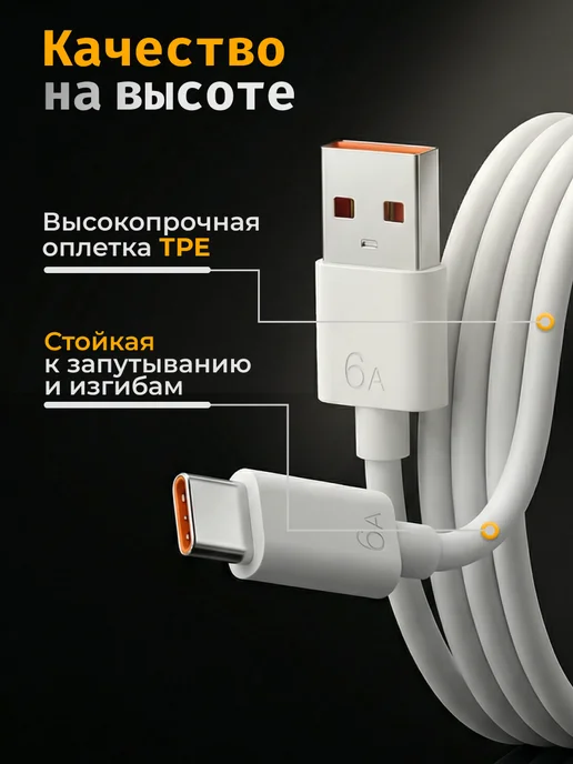 Мощная зарядка type-c с блоком для айфон, андроид 120W, 2 шт, фото 3