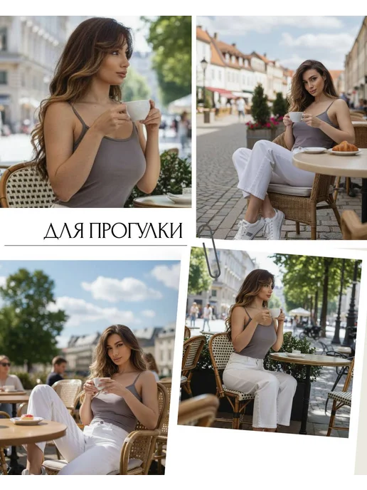 Dragotsennaya Майка топ трикотажная на тонких бретелях, серый, фото 7