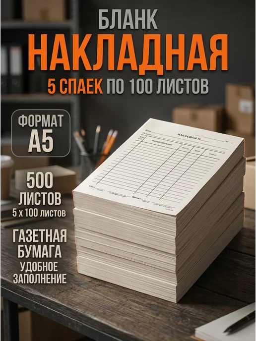 OfficeSpace Товарная накладная бланк А5 500 листов, вариант, фото 2