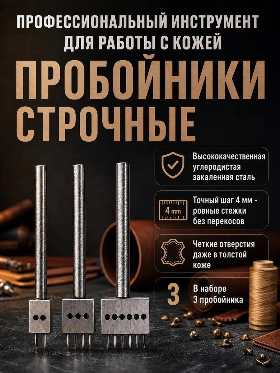 Пробойники для кожи строчные набор
