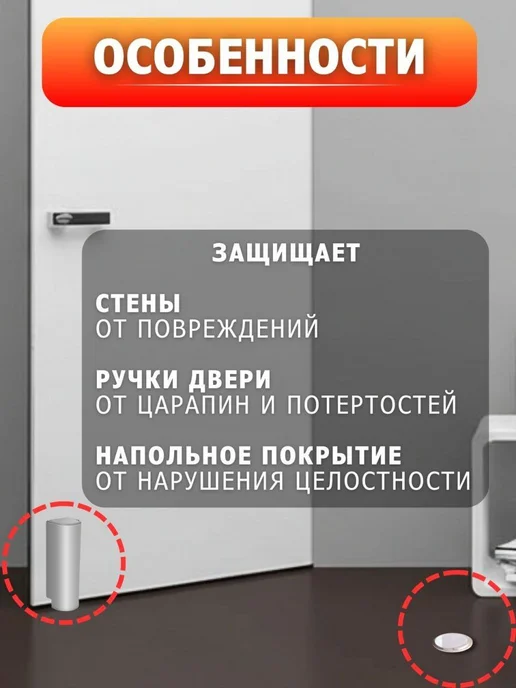 Aardvark Фиксатор магнитный для двери, серый, фото 7